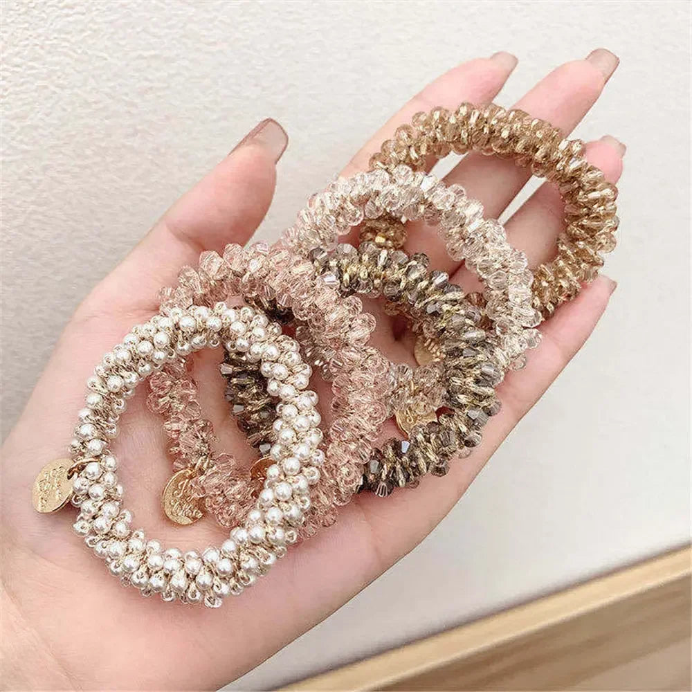 Crystal Pearl Handmade Hair Tie