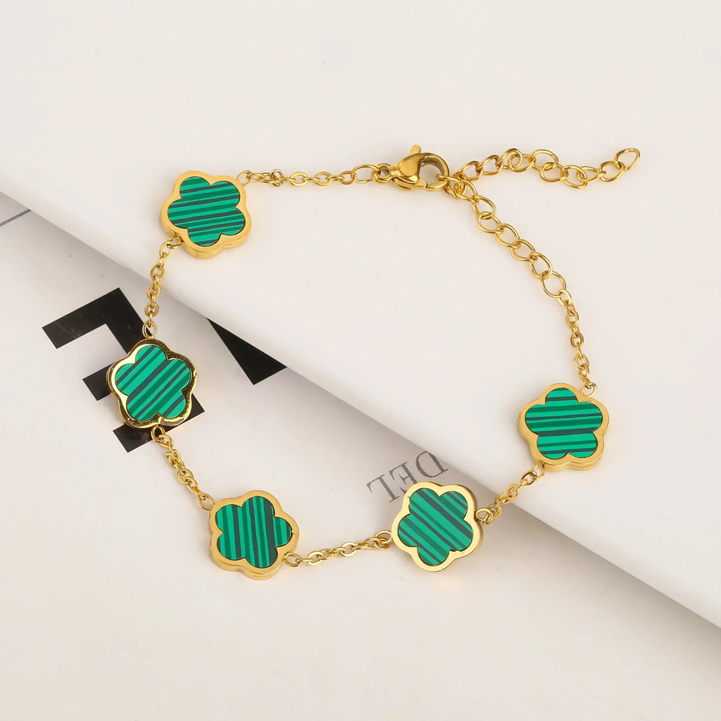 Stainless Steel Non Fading Minimalist Creative Plant Live Leaf Petal Flower Pendant Necklace Earrings Bracelet Jewelry Set