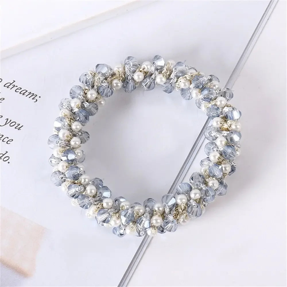 Crystal Pearl Handmade Hair Tie