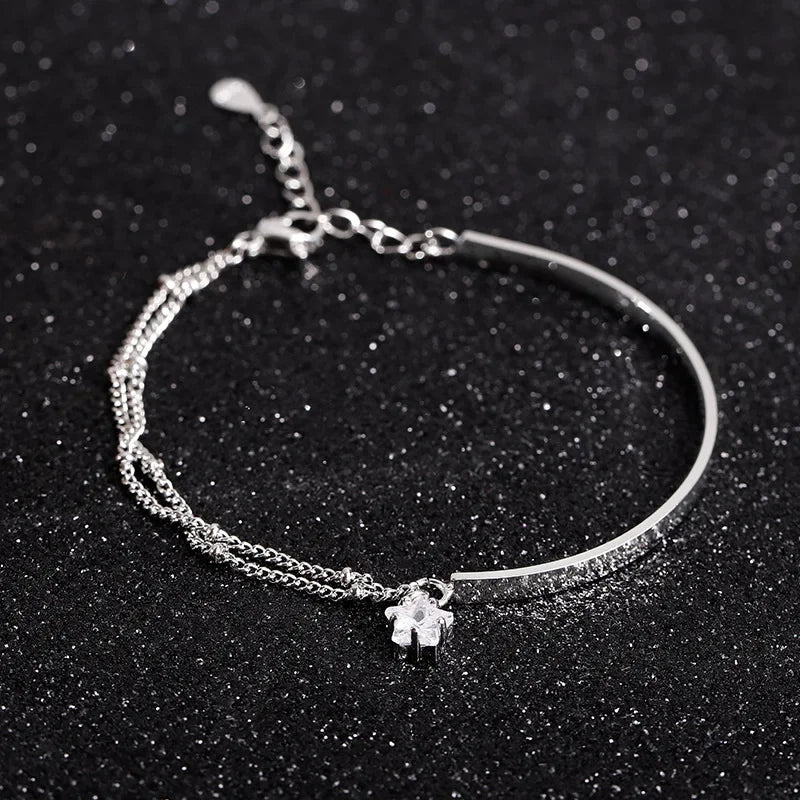 Romance 925 Sterling Silver Double Love Bracelet