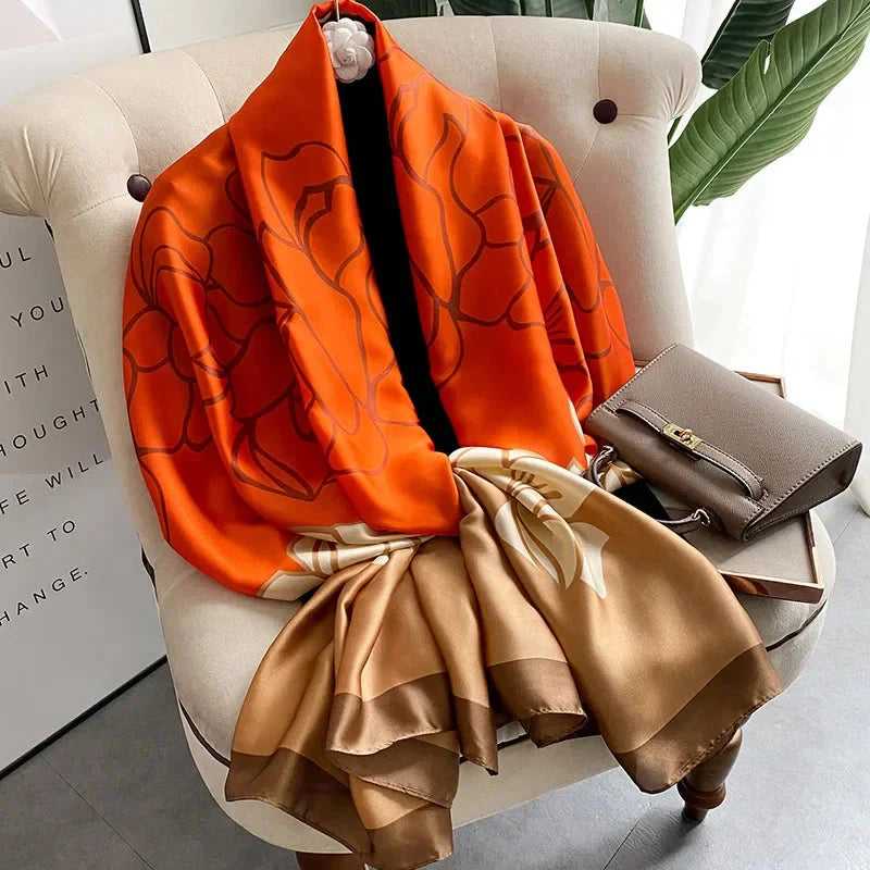 180*90cm Luxury Brand Women Summer Silk Scarves Shawl Lady Wrap Soft Female Europe Designer Beach Bandanna foulard muffler pareo