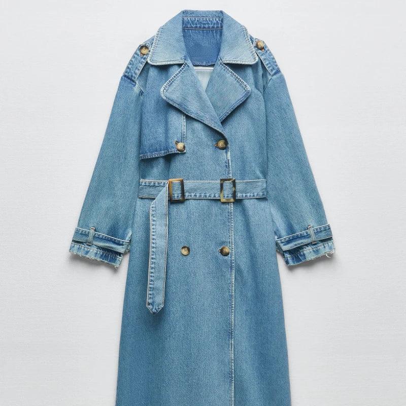 Denim Belted Trench Coat
