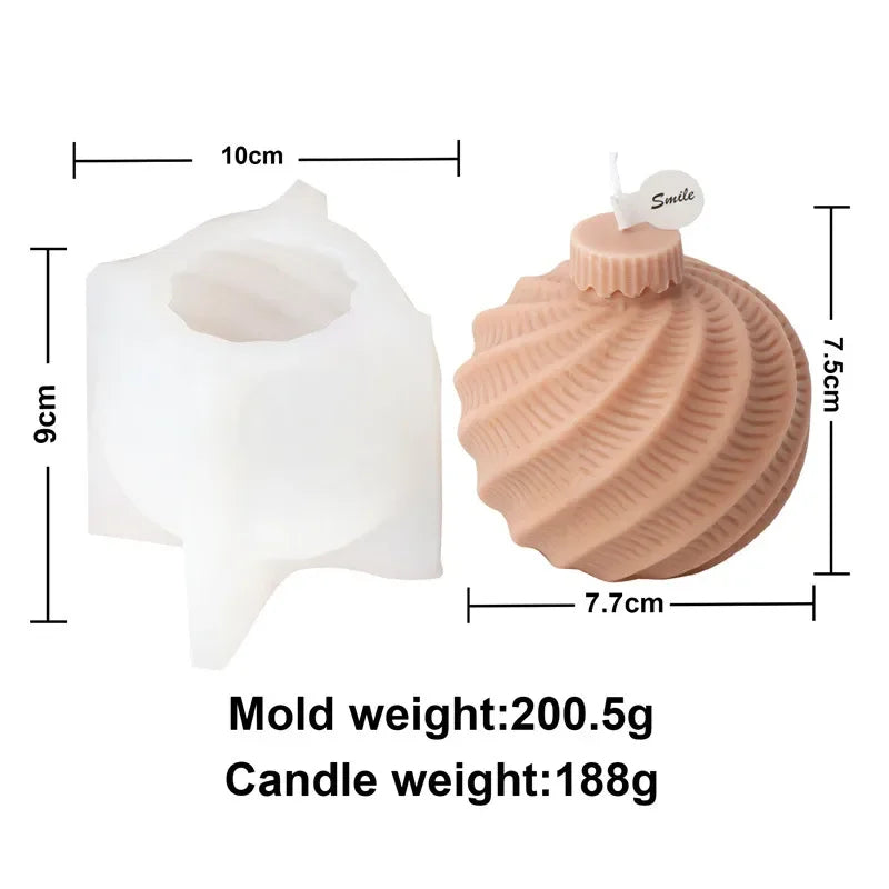 DIY Christmas geometric sphere candle silicone mold stripe spiral wave pattern spherical cake chocolate silicone mold resin mold