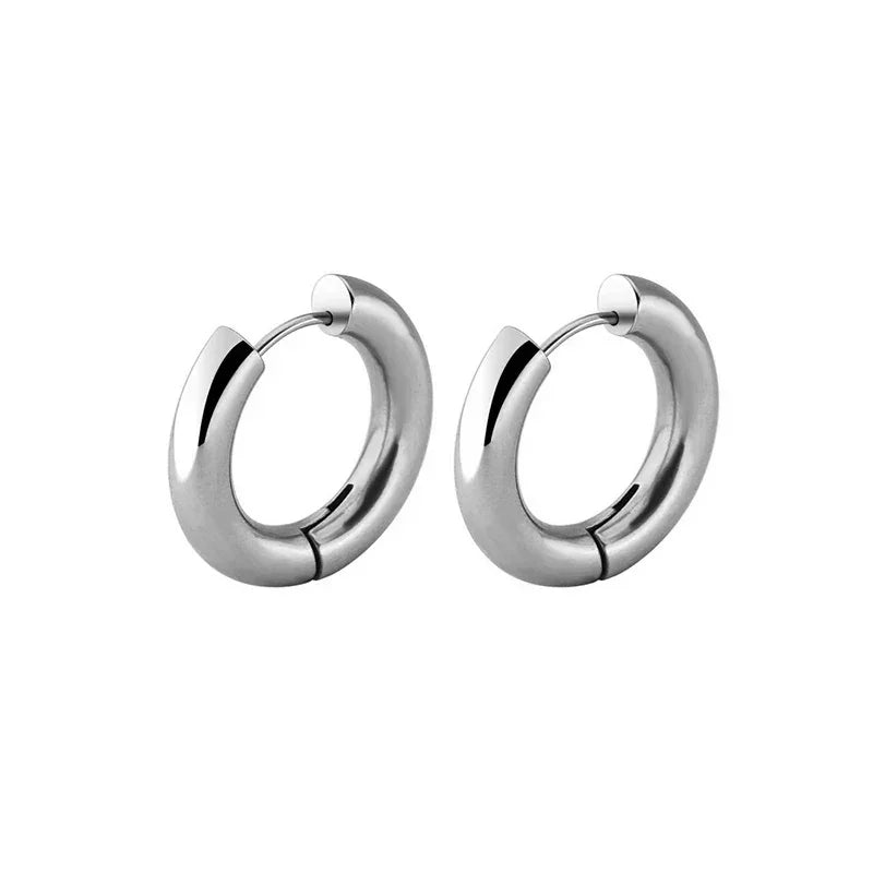 Gold Color Stainless Steel Hoop Earrings for Women Small Simple Round Circle Huggies Ear Rings Steampunk Accessories