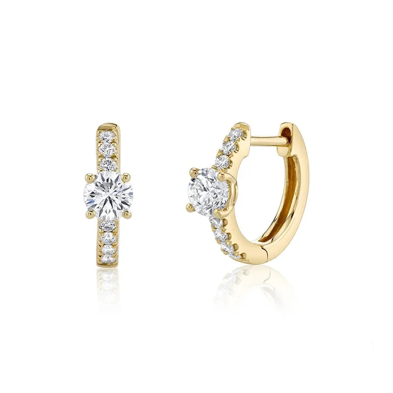 CRMYA Fashion Cubic Zirconia Cz Silver Gold Plated Hoop Earrings For Women Engagement Wedding Trendy Jewelry