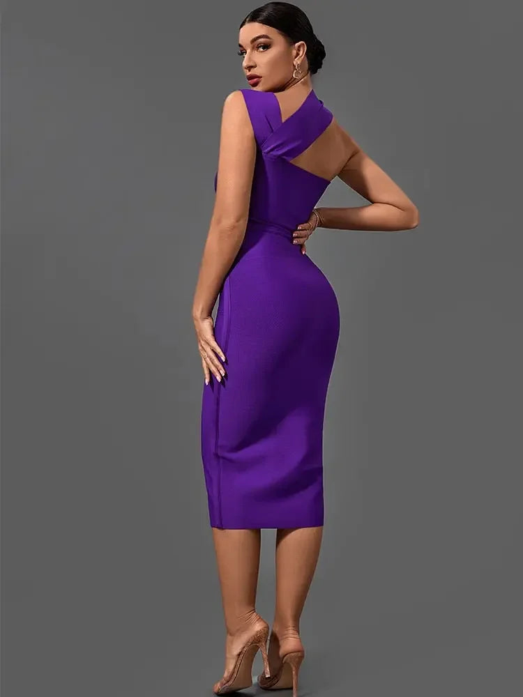 Passion Purple Bodycon Evening Party Dress XS-XL