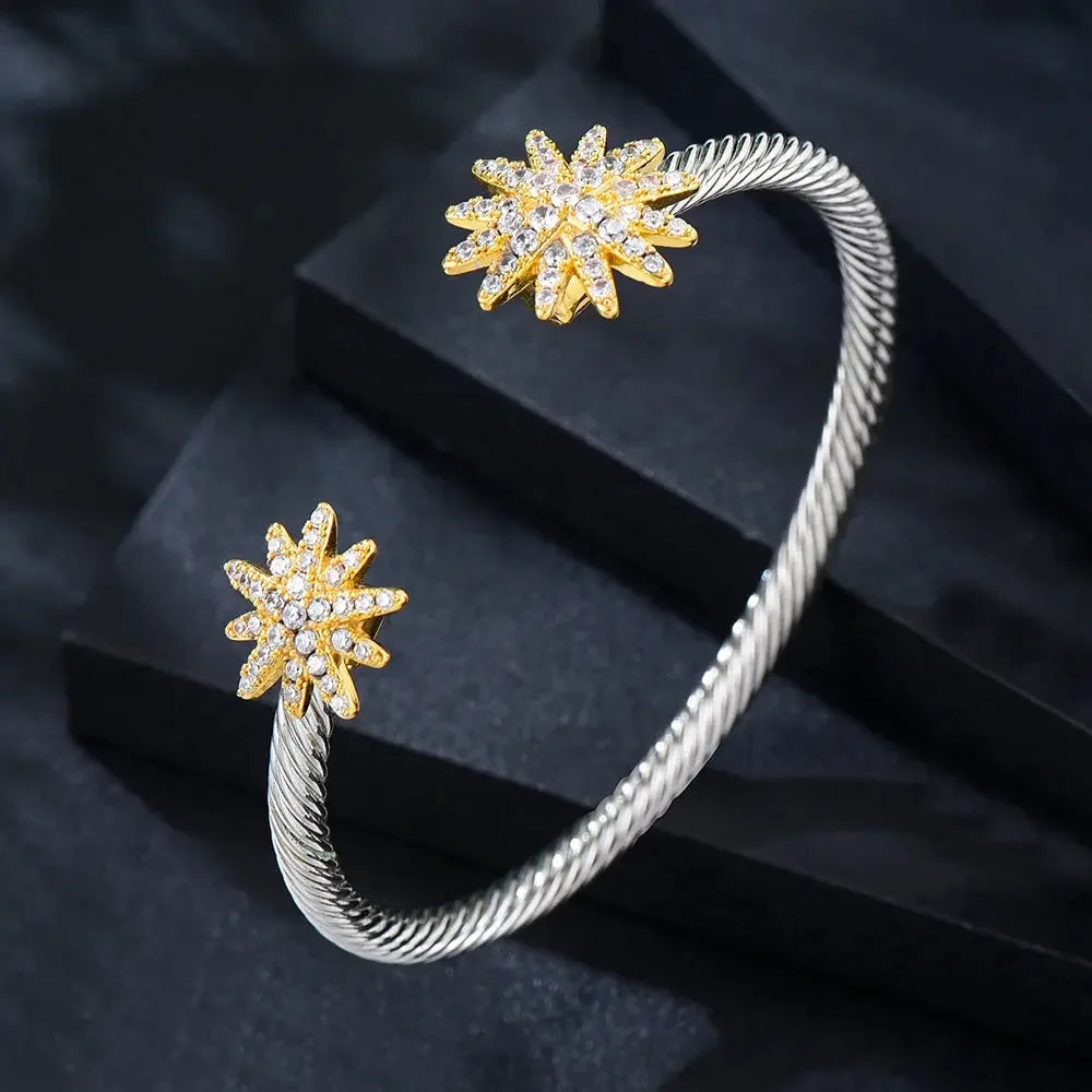 Missvikki Original design Stackable Bangle For Women Bridal Wedding Cubic Zircon OPen Bangle Dubai Bracelet Party Jewelry