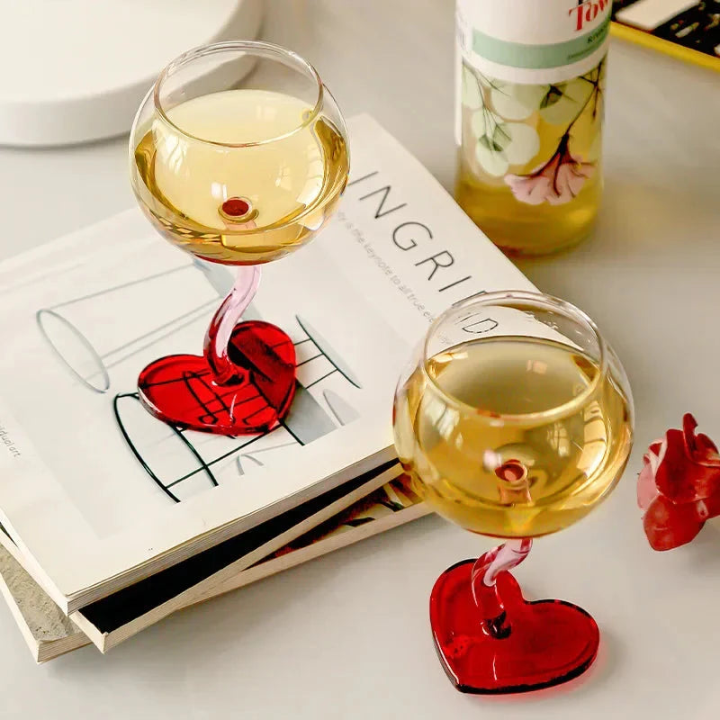 Heart Shape Glass Goblet Mug Champagne Wine Cup High Borosilicate Glass Heat-resistance Cocktail Glass Valentine's Day Gift