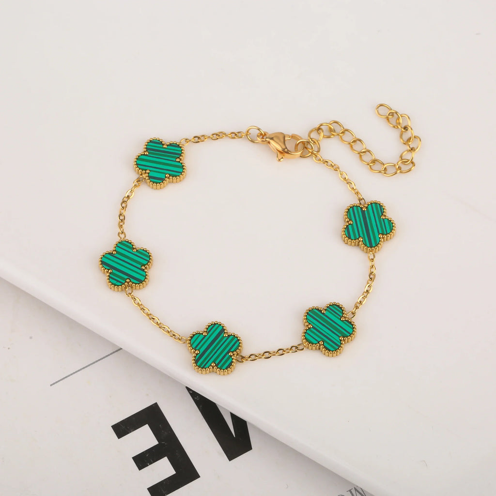 Gold Plated Stainless Steel Flower Bracelet