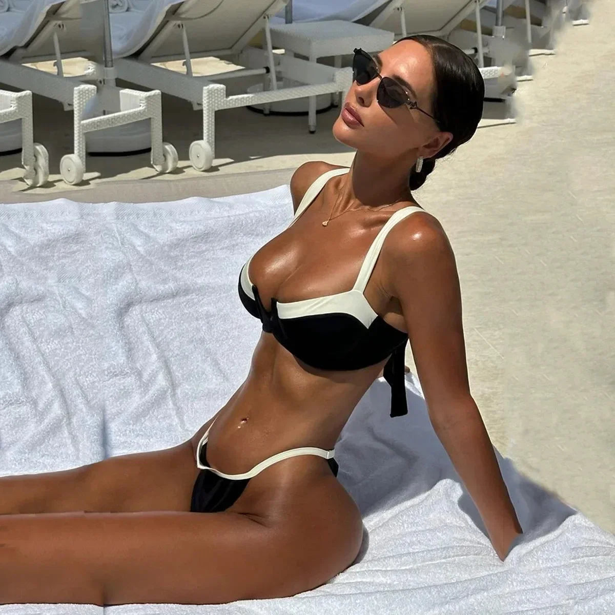 Chic Color Block Brazilian Bikini