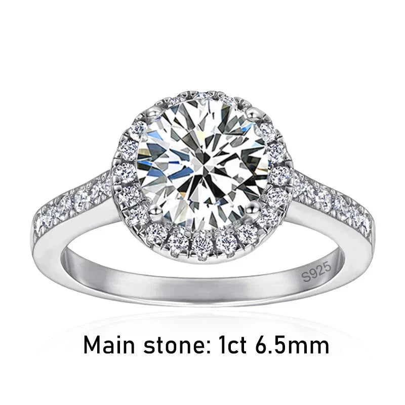 Tezzc 2ct Moissanite Halo Engagement Ring For Women S925 Sterling Silver Wedding Rings With certificate Fine Jewelry Wholesale