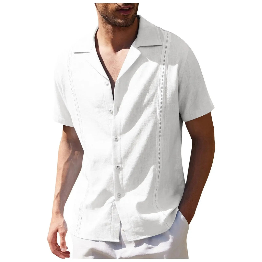 New Arrival Men's Cotton and Linen Short Sleeve T-shirt+Ankle Length Pant Set Solid Shirt+Trousers Home Suits Male Size M-3XL