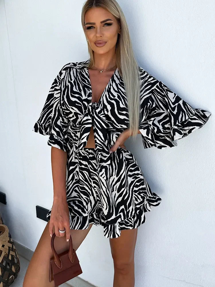 Sassy Print Jumpsuit Romper