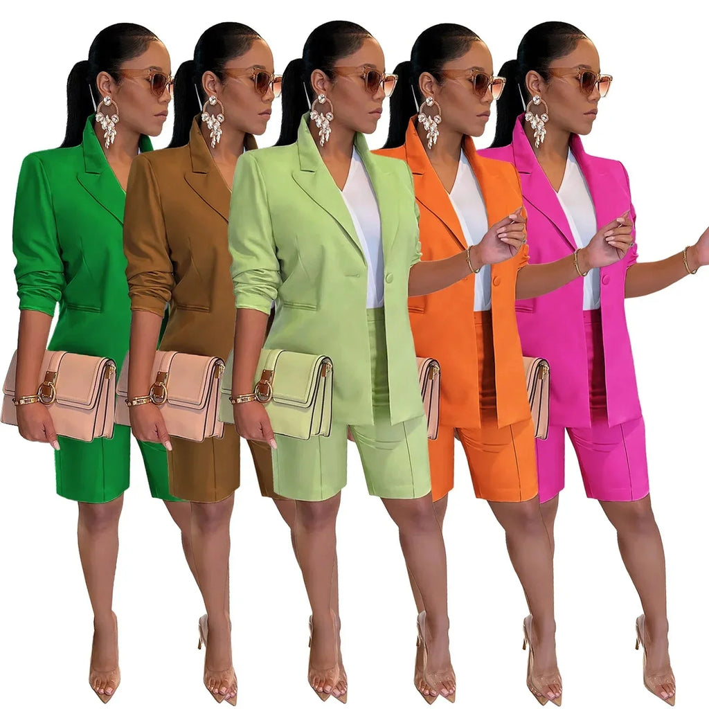 Autumn Office Blazer & Shorts Set
