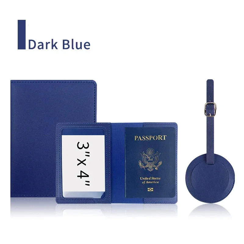 Custom Passport Holder Luggage Tag Set PU Leather