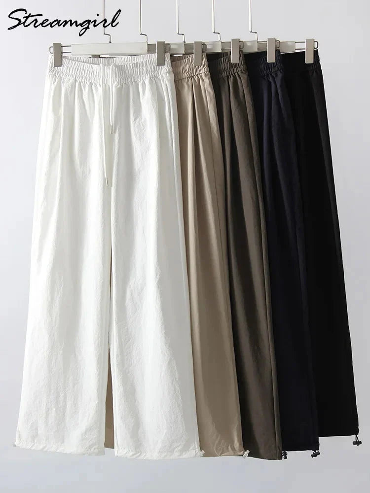 White Sweatpants For Women High Waist Loose Joggers Straight Trousers Female Black Spring Summer Casual Woman Long Pant Wide Leg