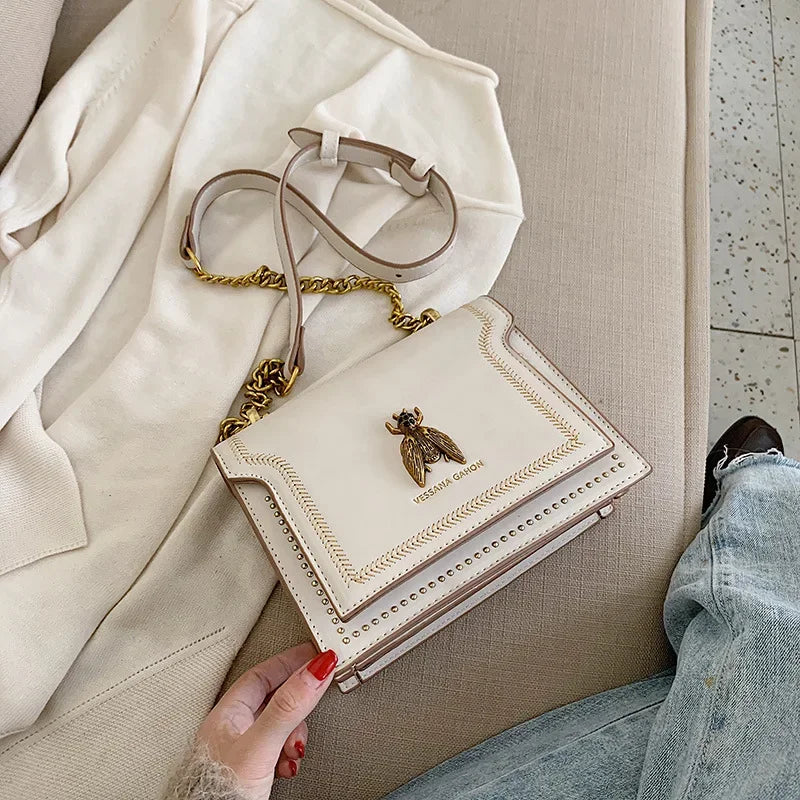 Luxury Leather Bee Handbag