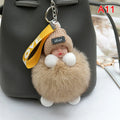 Pompom Sleeping Baby Keychain
