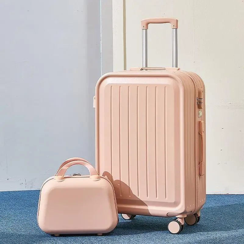 Large Pastel Suitcase With USB Charging Port & Cup Holder