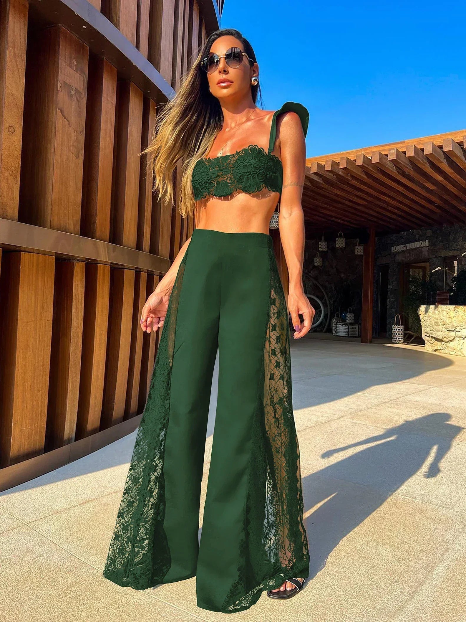 Cabo Lace Bikini Set With Wide Leg Pants