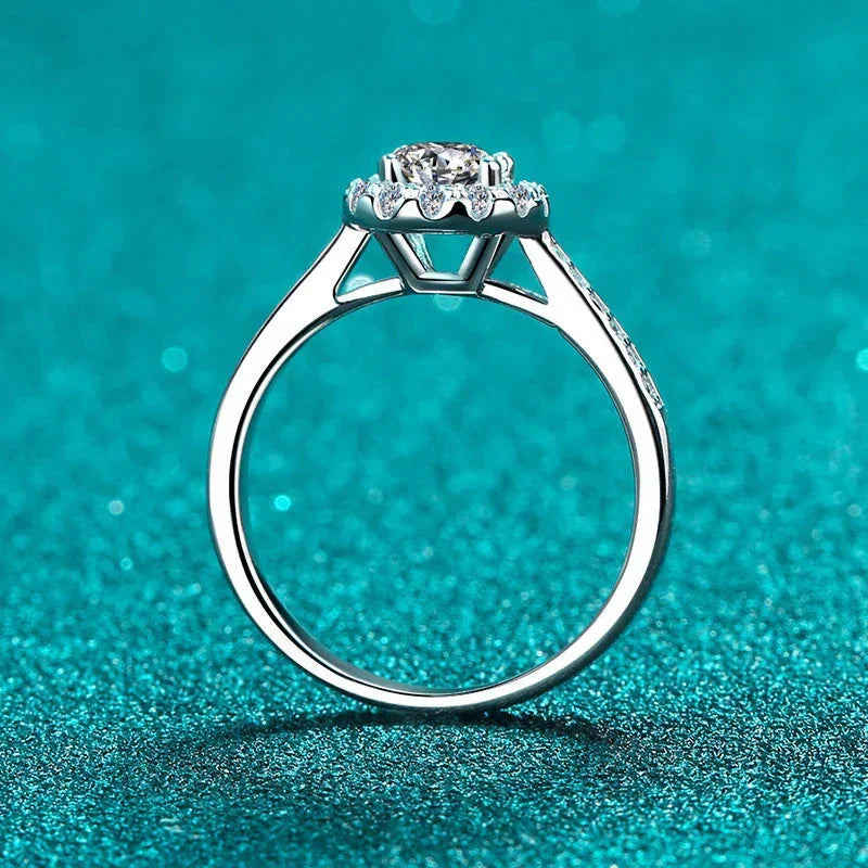 Tezzc 2ct Moissanite Halo Engagement Ring For Women S925 Sterling Silver Wedding Rings With certificate Fine Jewelry Wholesale
