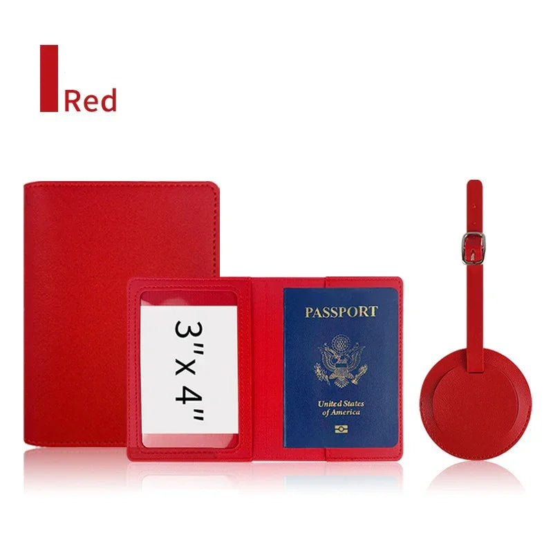 Custom Passport Holder Luggage Tag Set PU Leather