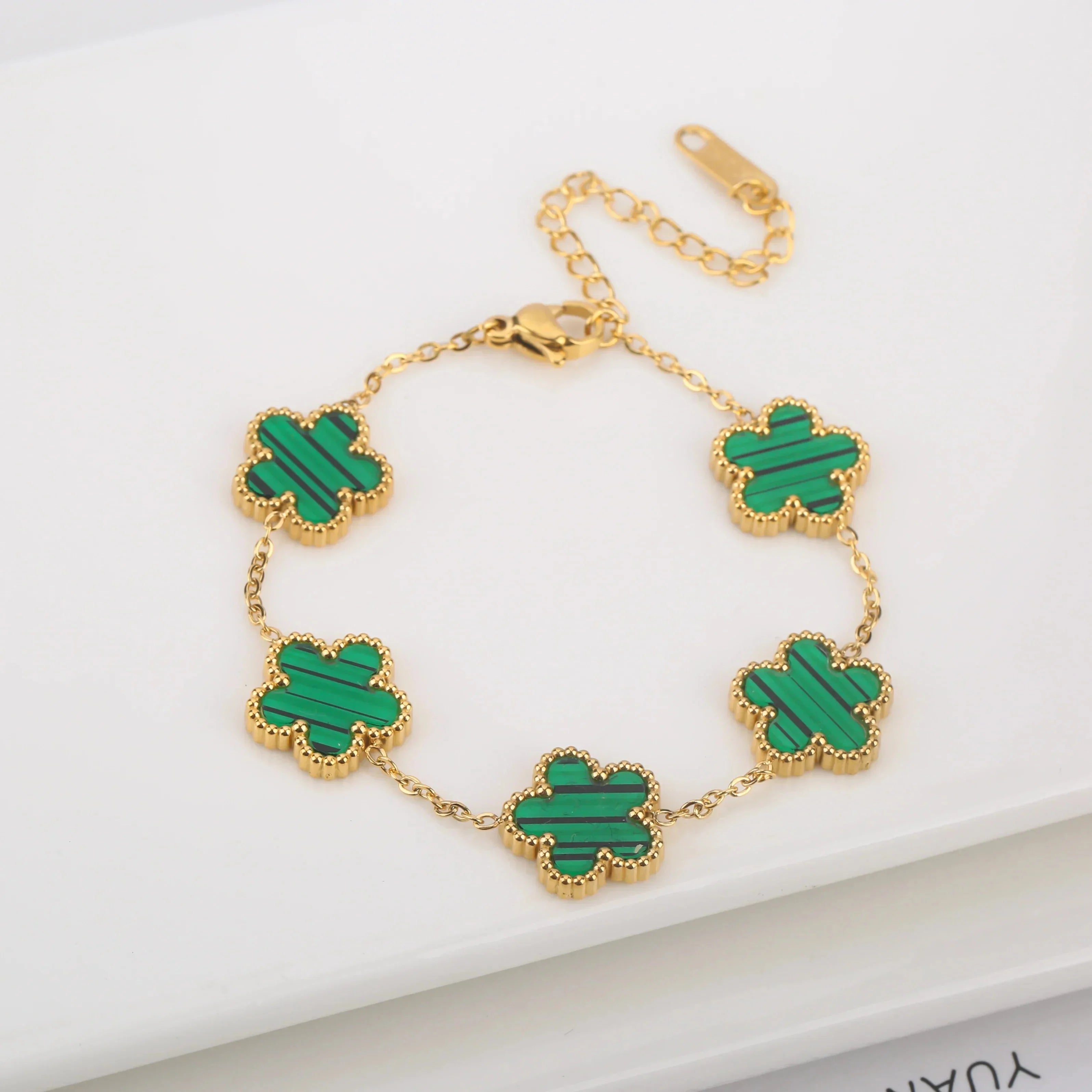Hot Sale Stainless Steel Laser Five Leaf Flower Petal Adjustable Clover Bracelet Classic for Woman Girl Brand Jewelry Party Gift