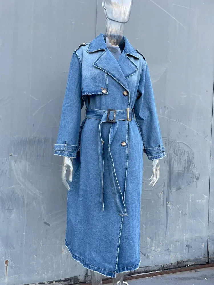 Denim Belted Trench Coat