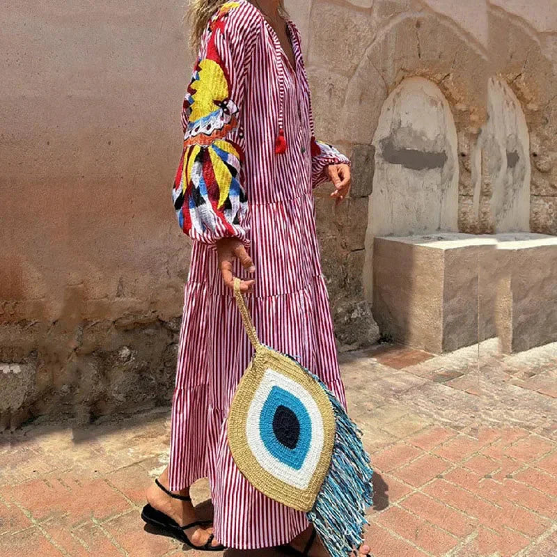 Lantern Sleeve Loose Maxi Dress