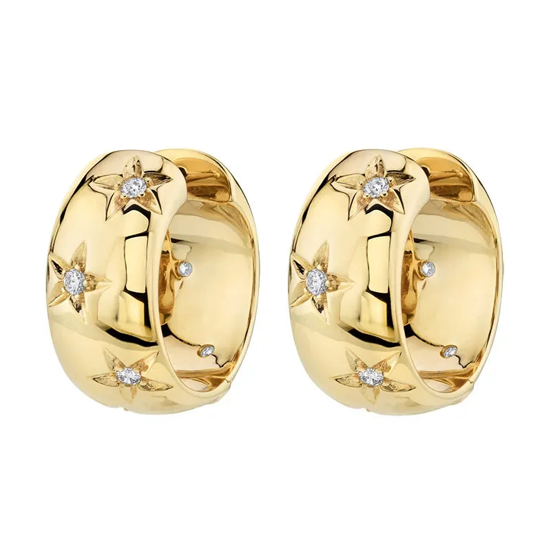 CRMYA Fashion Cubic Zirconia Cz Silver Gold Plated Hoop Earrings For Women Engagement Wedding Trendy Jewelry