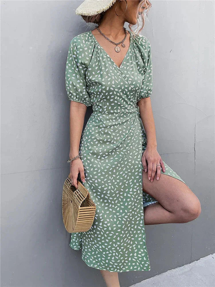 Market Puff Sleeve Boho Midi Dress