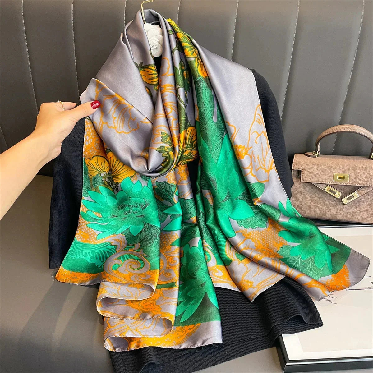 180*90cm Luxury Brand Women Summer Silk Scarves Shawl Lady Wrap Soft Female Europe Designer Beach Bandanna foulard muffler pareo