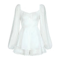 Fashion Backless Sexy White Women's Jumpsuit Summer Ruffle bandage Lantern Sleeves Women's Clothing Spring Long Sleeved Short