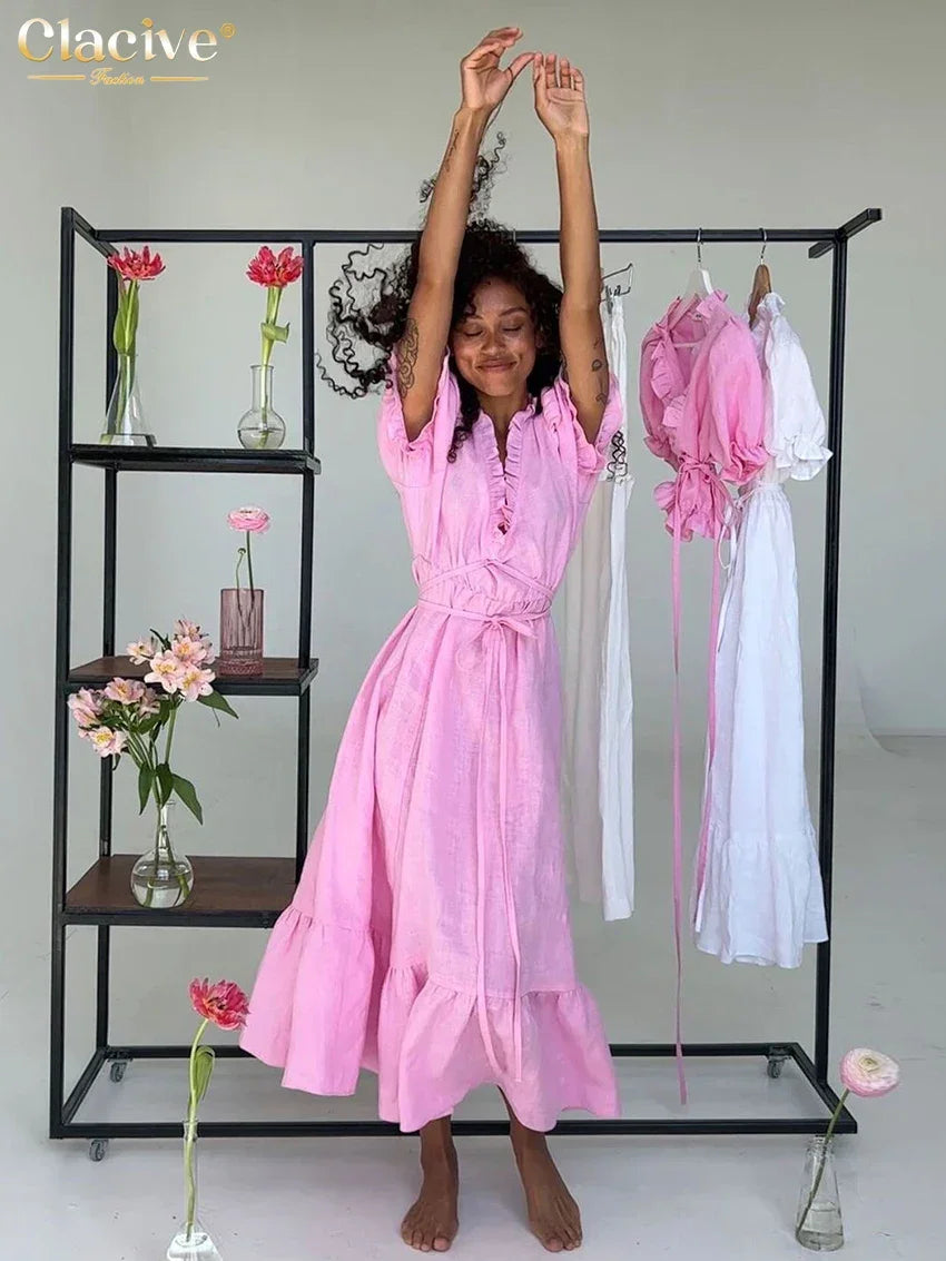 Cotton Short Sleeve Shirt With High Waist Long Skirt Set