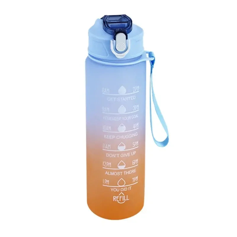 Gradient Sports Water Bottle with Time Marker Leak-proof Cup Motivational BPA Free