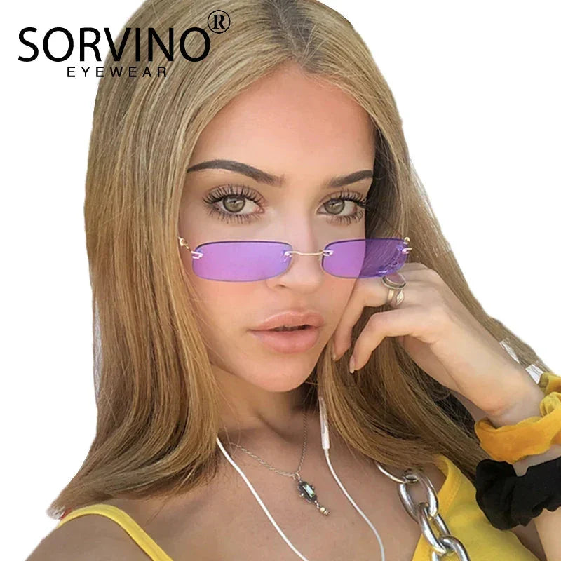 90s Designer Narrow Frameless Tint Sun Glasses Shades SP40