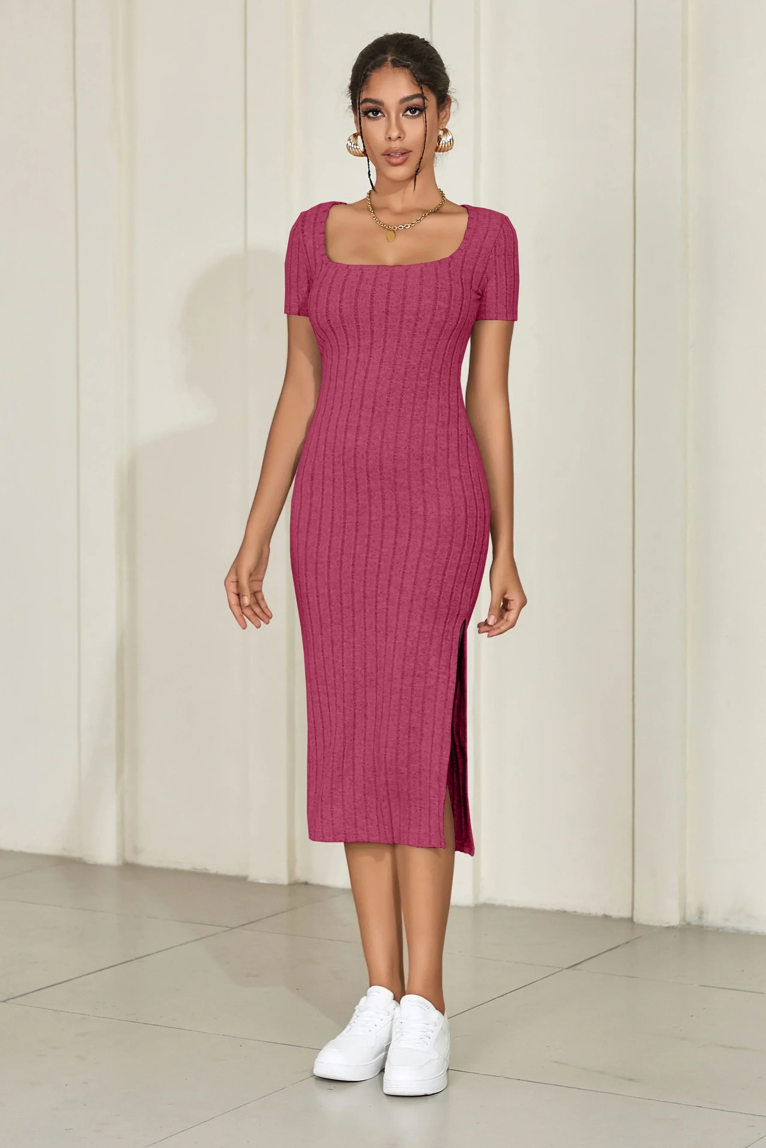 Lauren Short Sleeve Knit Midi Dress