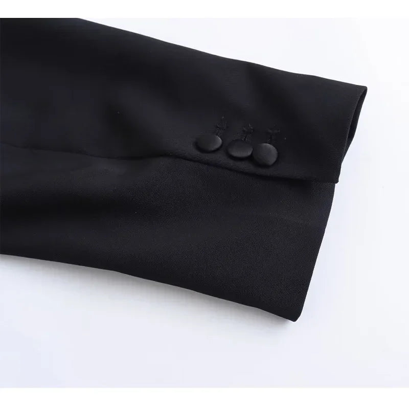 Satin Black Cropped Blazer