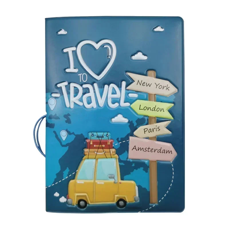 Creative Travel Passport Cover Wallet Bag Letter Men Women Pu Leather ID Address Holder Portable Boarding Travel Accessories