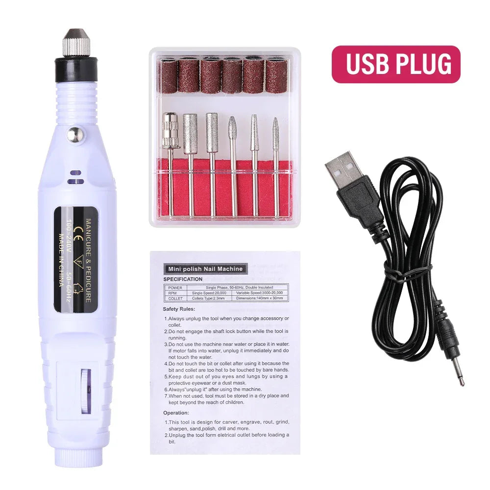 HALAIMAN Electric Nail Drill Machine Set Pedicure Grinding Equipment Mill For Manicure  Professional Strong Nail Polishing Tool