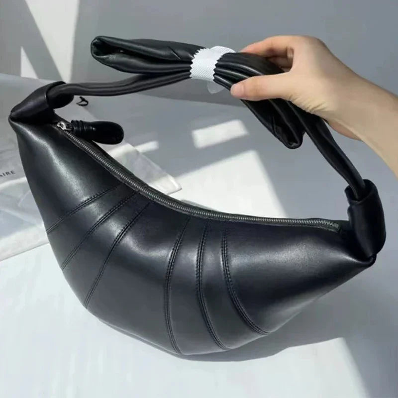 Leather Croissant Bag for Women
