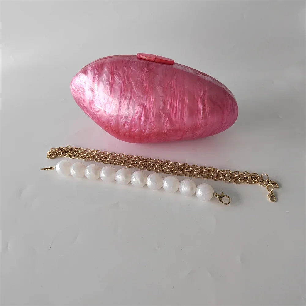 Pearl Acrylic Shell Clutch