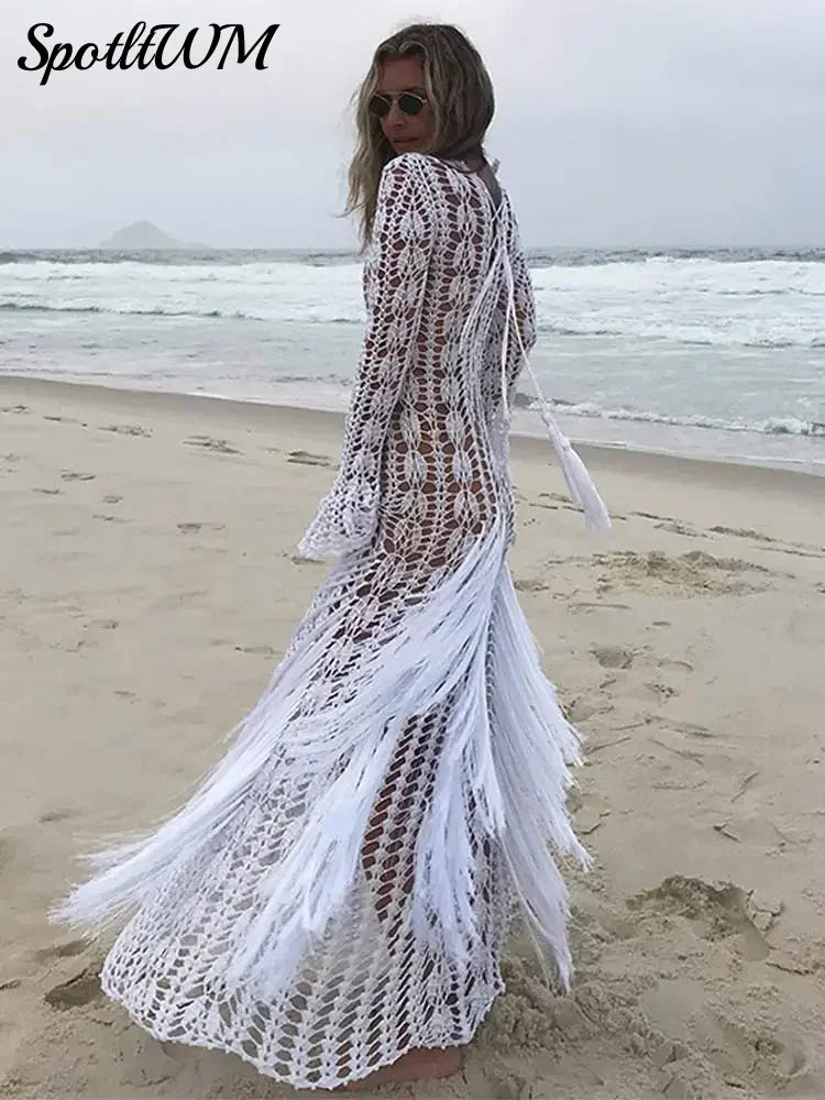 Resort White Crochet Maxi Dress