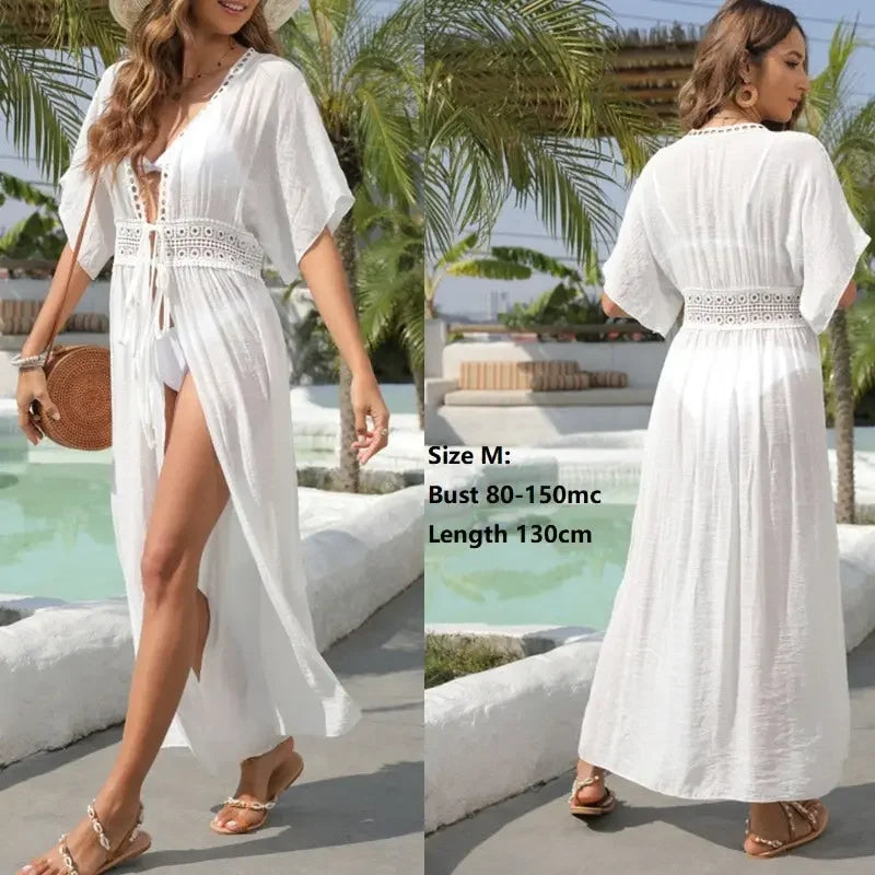 Lacy Long Bikini Beach Tunic Cover Up