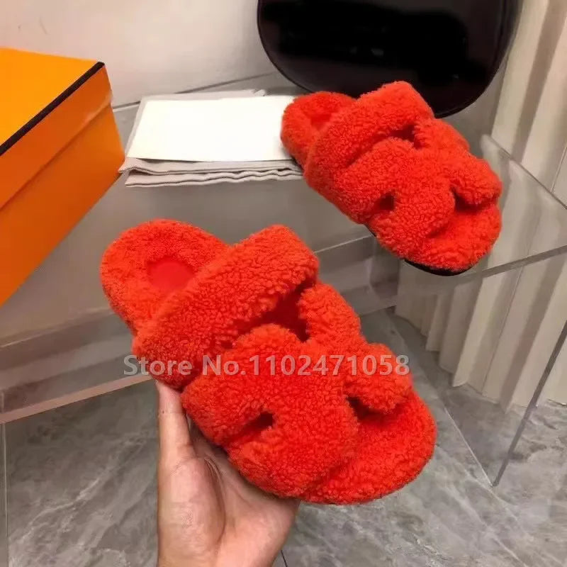 Women Designer Fur Slippers Luxury