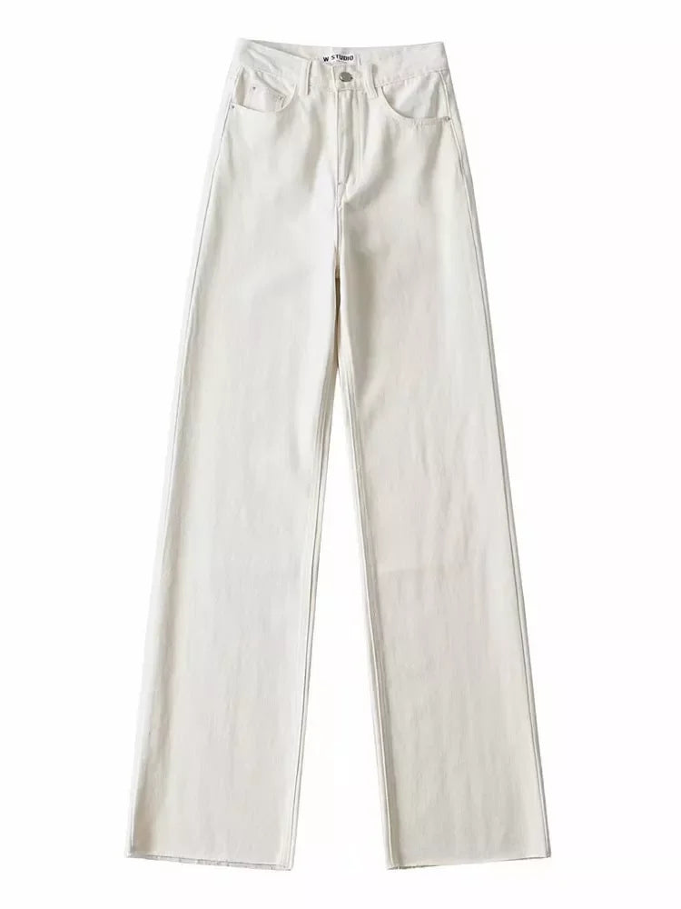MiuKoMiYa Straight Jeans Women High Waist Streetwear Light Blue Boyfriend Denim Pants Ladies Wide Leg White Jeans For Women 2023
