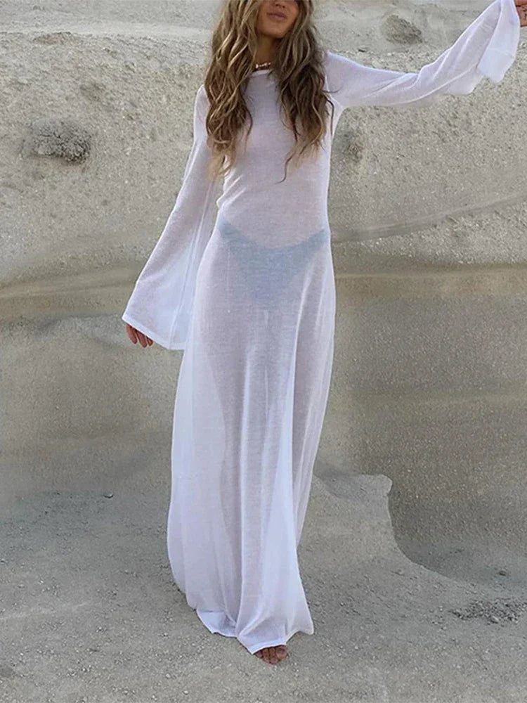 Women's Beachwear White Beach Dress Bikini Cover Up