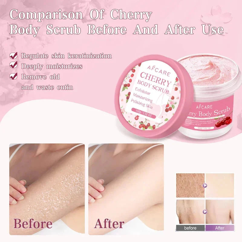 Cherry Body Scrub Exfoliator Deep Cleaning Moisturizing Niacinamide Whitening Improve Cracked Chicken Skin Exfoliating Cream