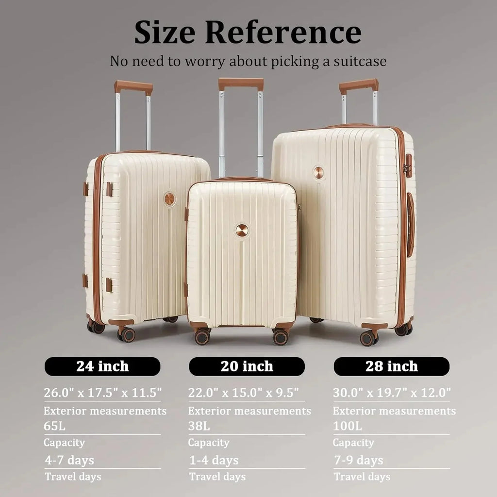 Hard Shell Luggage Sets with Duffel Bag and Toiletry Bag, TSA Lock