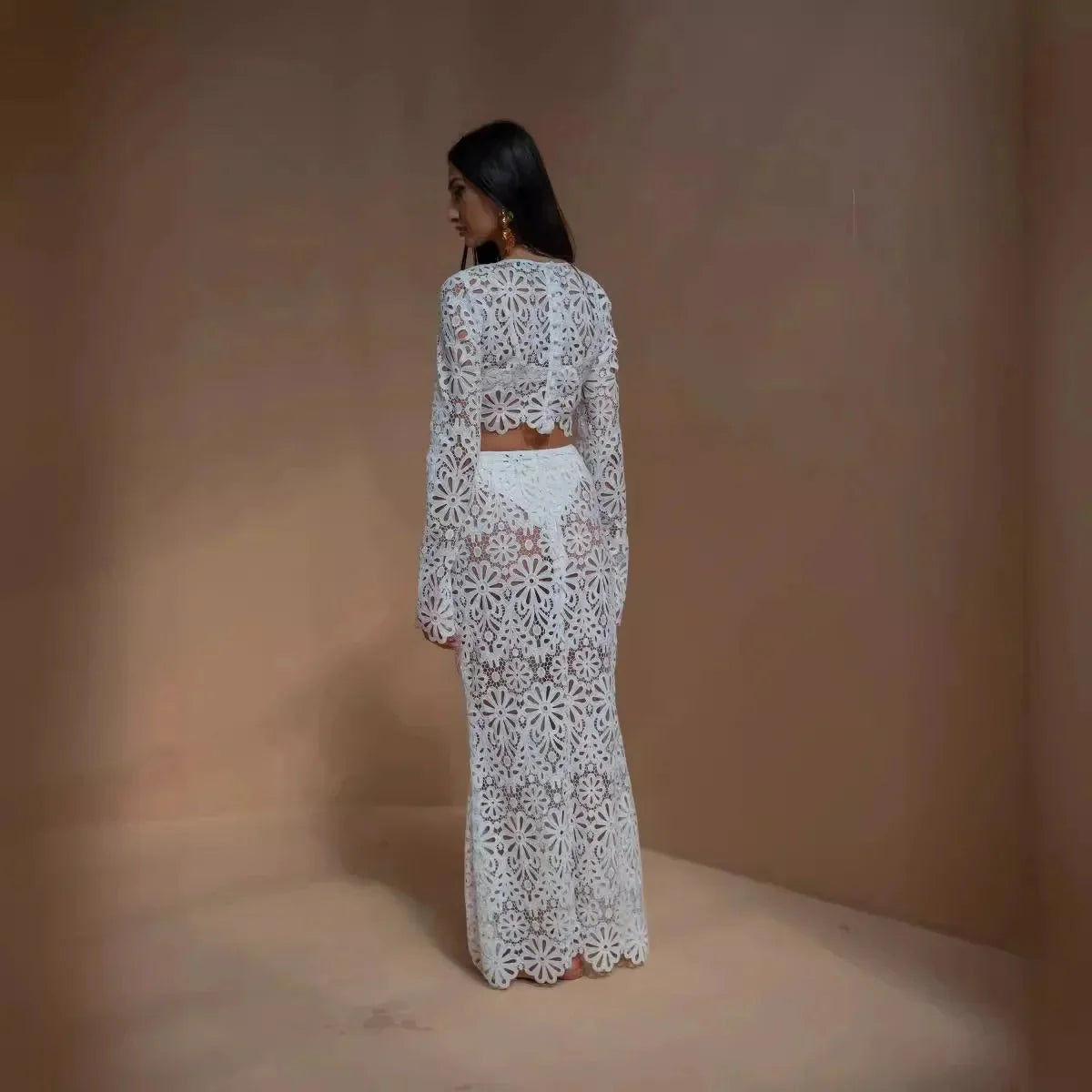 Boho Tribe Long Sleeve Lace Top & Skirt Set
